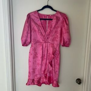 💞 Hot Pink Silky Slit Dress